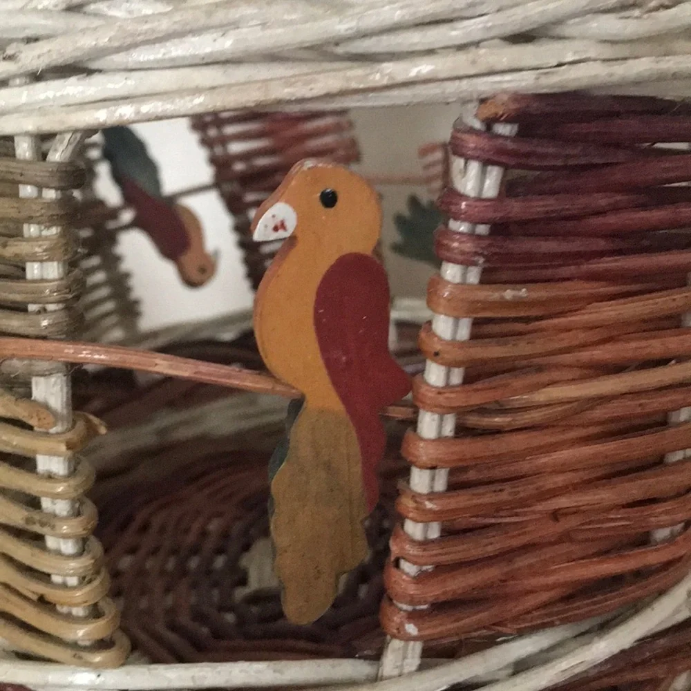Rare 1960’s Tropical Wicker Parrot Handmade Basket